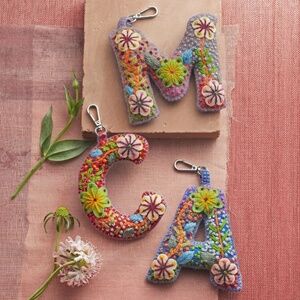 Set of 4 Fleur De Felt Initial Clips - Letters L, O, V, E (LOVE) - NWOT